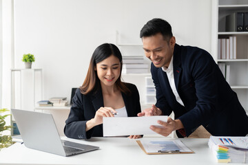Young professional business people working together with their new company project in the modern office room.