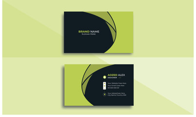 Business Card, Business Card Design, Business card Template, Corporate Business Card, Modern Card, Modern Layout, Black background, green, Minimal Design