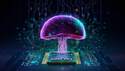 Jellyfish Futuristic Motherboard and Computer Board Chips Generative AI