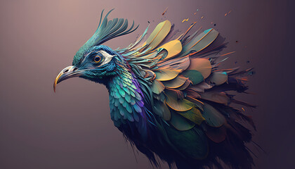 Obraz premium Peacock abstract wallpaper. Soft background with cute peafowl bird in Pastel colors generative ai