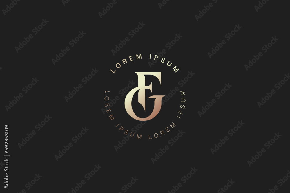 Poster fg modern luxury monogram typography logo design, fg monogram logo, fg initials, fashion brand logo
