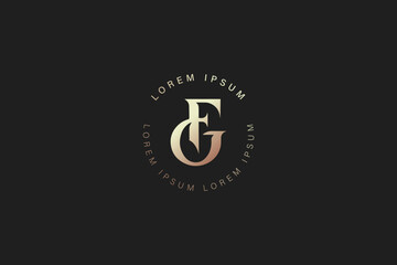 fg modern luxury monogram typography logo design, fg monogram logo, fg initials, fashion brand logo
