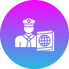 Passport control Gradient Circle Glyph Inverted Icon