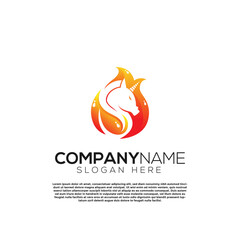 Vector vector fire unicorn creative logo concept. Logo design inspiration