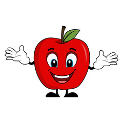 Happy Apple Mascot Cartoon. Suitable for poster, banner, web, icon, mascot, background