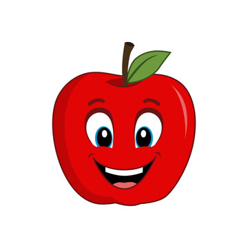 Happy Apple Mascot Cartoon. Suitable for poster, banner, web, icon, mascot, background