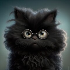 Fluffy persian cat in cartoon character. Cute fluffy persian cat. Generative AI.