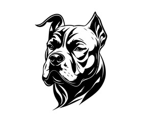 American bully, Silhouettes Dog Face SVG, black and white American bully vector
