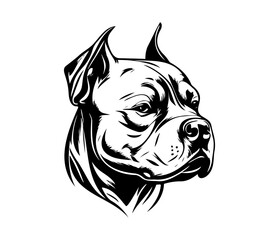 American bully, Silhouettes Dog Face SVG, black and white American bully vector