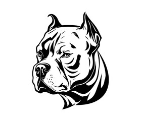 American bully, Silhouettes Dog Face SVG, black and white American bully vector