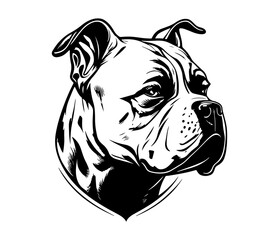 American bully, Silhouettes Dog Face SVG, black and white American bully vector