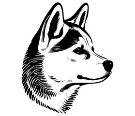 Shiba Inu, Silhouettes Dog Face SVG, black and white Shiba Inu vector