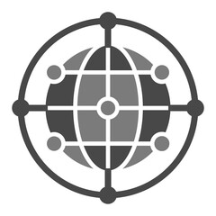 World wide Greyscale Glyph Icon