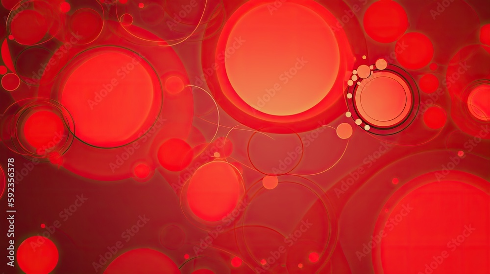 Poster abstract red background with circles, generative ai