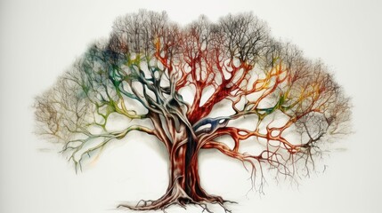  an anatomical drawing of a tree, with alcoholic ink colors, hyperrealistic, photography, 8k, generative ai