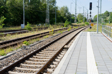 Naklejka premium Transport in Germany, Switch, decision, coach, coaching, turn around, rail, train,