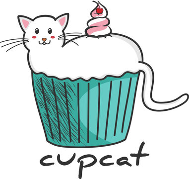 CupCat, Funny Typography Quote Design for T-Shirt, Mug, Poster or Other Merchandise.