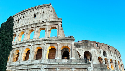Naklejka premium Colosseum seen from below on a beautiful day