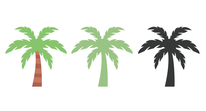Palm icon set. Isolated on white background. Vector illustration