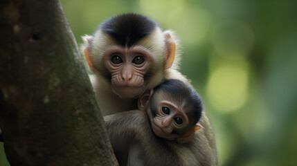 Monkey mother and baby, Generative AI