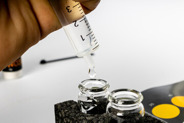 Colorimetric nitrate test used to measure the nitrate level in marine aquarium water.