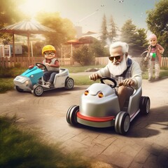 Fidele Senioren lieben Spass und Action bis ins hohe Alter - generated AI