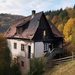 Fototapeta premium Dach defekt und Haus abgebrannt -liegt ein Versicherungsschaden vor ? 