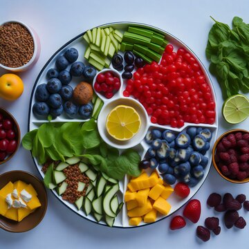 fruits and berries collection with leamon in center,  fresh fruits and berries for layout isolated on white background Generative Ai