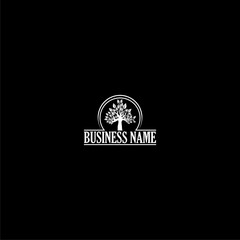 Tree business name logo icon isolated on dark background