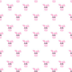 seamless pattern with cute pink bunny