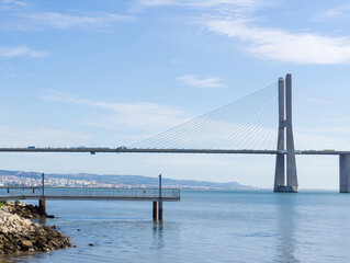 View from the embankment to the Vasco da Gama bridge