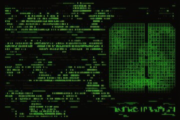 Cyberpunk green matrix code over a black screen. Hacker programmer concept. Generative AI.