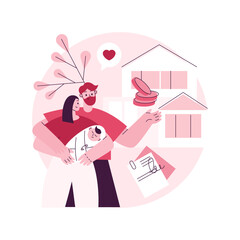 Family house abstract concept vector illustration. Single-family detached home, family house, single dwelling unit, townhouse, private residence, mortgage loan, down payment abstract metaphor.