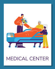 Medical center hospital or clinic banner or poster flat vector illustration.