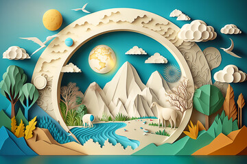 Naklejka premium Earth Day paper art concepts
