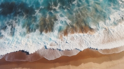 Top view of Waves in beach
