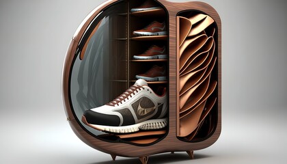 a beautiful unique cabinet for storing shoes
