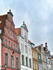 Low angle view of Hanseatic buildings in Wismar