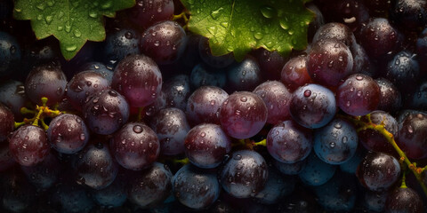 red table grapes close up background, created with generative ai - obrazy, fototapety, plakaty