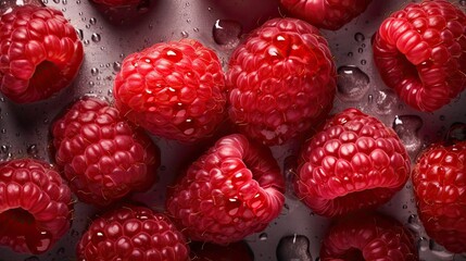 Ripe raspberry with water drops on white background. Close up