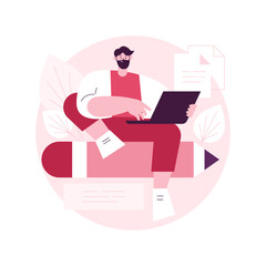 Copywriting abstract concept vector illustration. Commercial journalism, copywriting service, content generation, professional freelance writer, writing article, corporate text abstract metaphor.