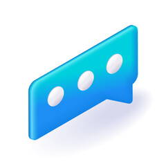 Isometric 3D icon Speech bubble for text. Chat message, social media chatting, Vector for website