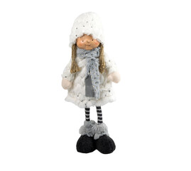 toy little girl in a hat on a white background