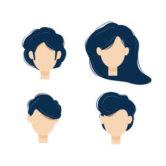 People head portraits set. Diverse men and women faces. Characters bundle. Flat vector illustrations isolated on white background