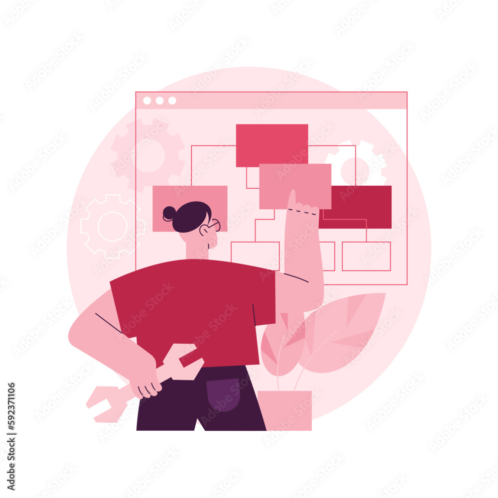 Poster information architecture abstract concept vector illustration. information system engineering, data 