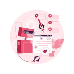 Automation testing abstract concept vector illustration. Software testing solution, development process automation, website developer, optimization online service, site menu bar abstract metaphor.