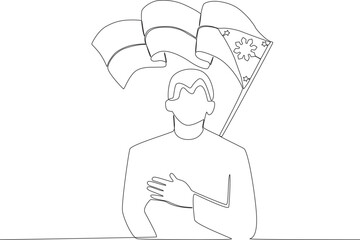 A man pays his respects on philippine independence day. Philippine independence day one-line drawing