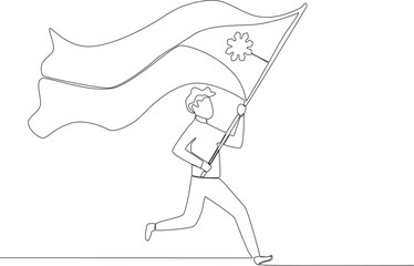 A man runs to celebrate Philippine Independence Day. Philippine independence day one-line drawing
