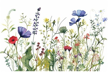 Vintage herbal and flower illustration. generative ai