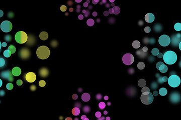 Realistic Colorful bokeh sparkle light effects on black background	
